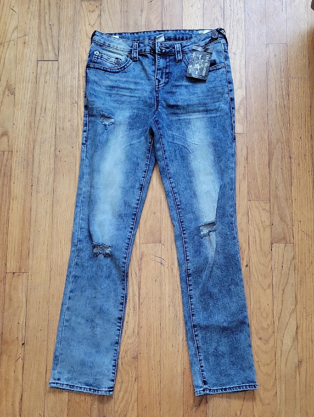 True Religion Teenage Girls Skinny Jeans - Distressed Light Blue Wash